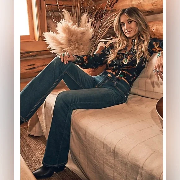 Wrangler mae mid-rise HT wash retro boot cut jeans size 24/00x34 new - Picture 5 of 12